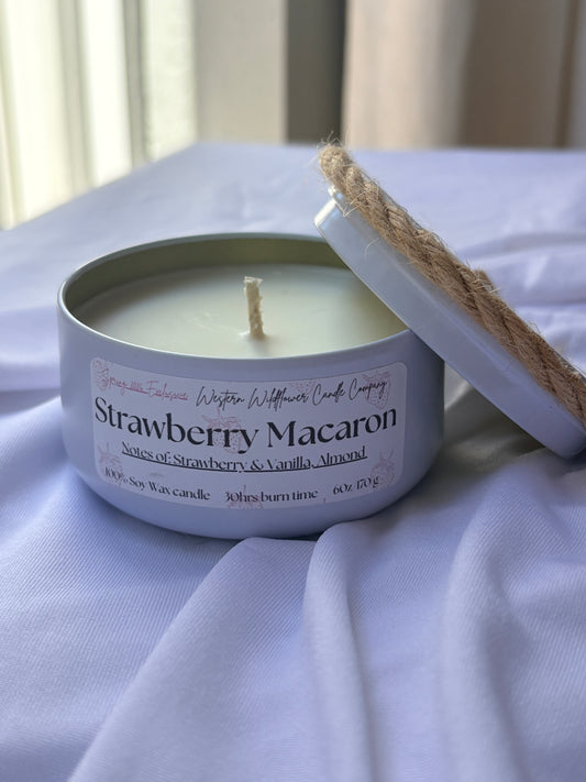 Strawberry Macaron Candle